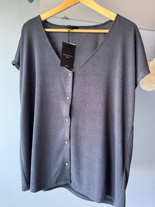 Camisa Cortefiel Talla XL Botones azul marino