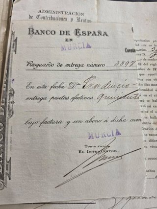 Hijuela sello 1a clase 100 pesetas Murcia 1890