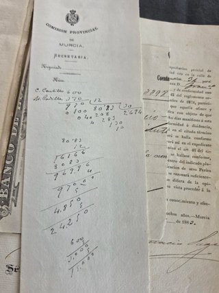 Hijuela sello 1a clase 100 pesetas Murcia 1890