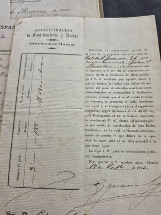 Hijuela sello 1a clase 100 pesetas Murcia 1890