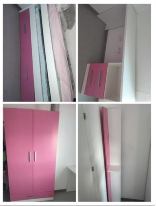 Armario juvenil rosa y blanco