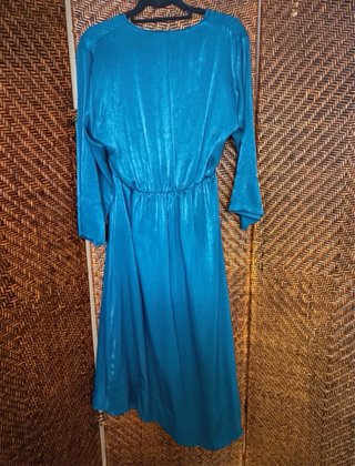 Vestido largo seda verde/turquesa talla única