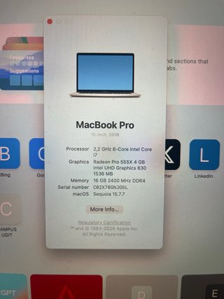 MacBook Pro 15 2018 i7 16GB Radeon