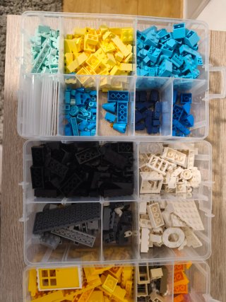 LEGOS scatole varie + borsa organizzatrice