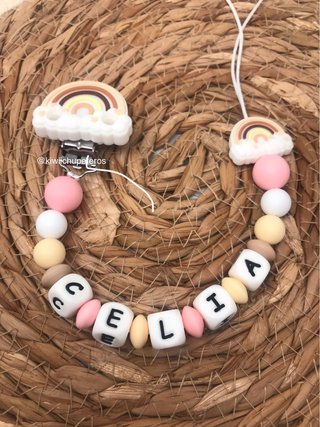 Chupetero personalizado arco iris