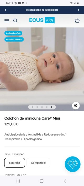 Minicuna Chicco Next2me  y colchón Ecus Care