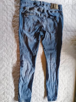 Pantalón Bershka Skinny Roto Azul