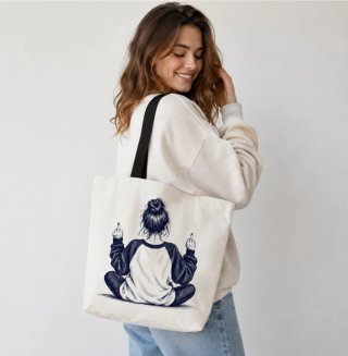 Bolso Tote Beige con Dibujo