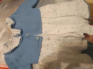 Vestido niña 6 meses azul y blanco estrellas
