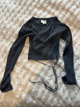 Pull&Bear Top Negro Talla XS Atado Detrás