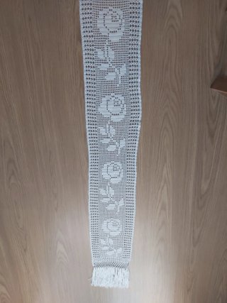 Tapete crochet blanco con flores