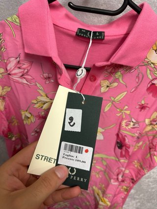 Polo Fred Perry Donna L Floreale Rosa