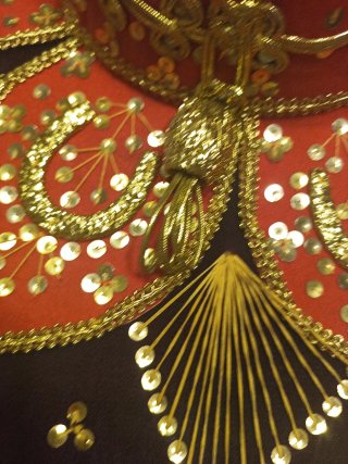 Sombrero Mexicano Mariachi Dorado y Rojo