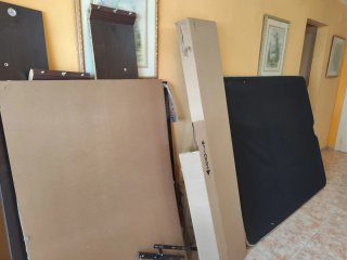Base Cama 150x190 cm Negra y Azul