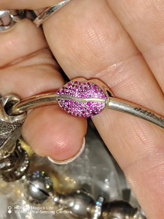 Charm Pandora Bacio Kiss More Rosa e Argento 925