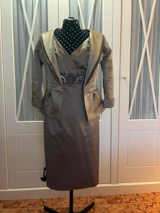 Vestido fiesta topo T42 + Chaqueta T44