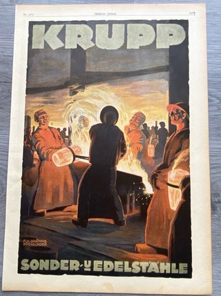 Lámina publicitaria original KRUPP 1920s a color.
