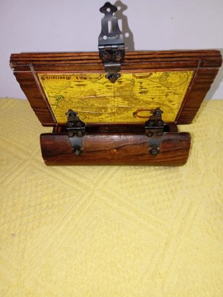 Cajón joyero madera pino mapa antiguo