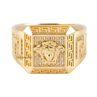 sello oro 18k con piedra con circonita