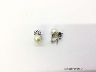 pendientes oro 18k con piedra con diamante,perla
