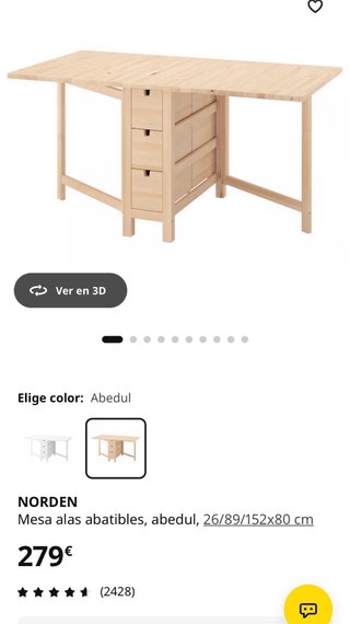 Mesa Plegable Ikea Norden Madera