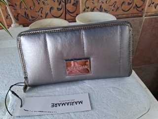 Monedero cartera plateada mujer