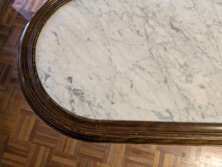Mesa centro madera y mármol