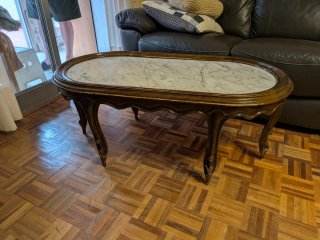 Mesa centro madera y mármol