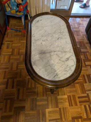 Mesa centro madera y mármol