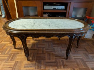 Mesa centro madera y mármol