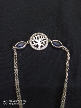 Pulsera Plata Árbol Vida y Zafiros