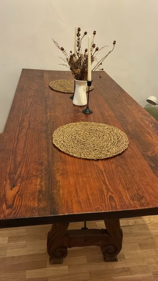 Mesa Castellana Rústica Madera y Tela