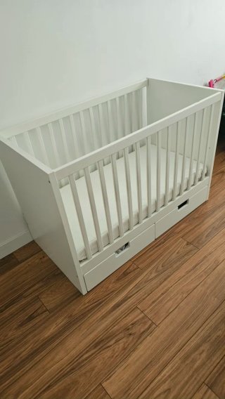 Cuna STUVA blanca con cajones + colchón +funda