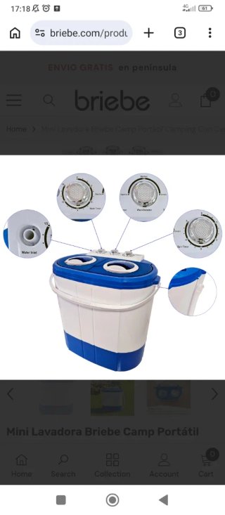 Lavadora Portátil Briebe WM1140 Azul