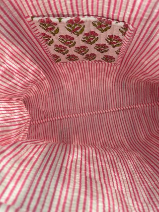 Bolsa shopper acolchada flores rosas