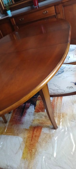 Mesa comedor extensible cerezo + 6 sillas