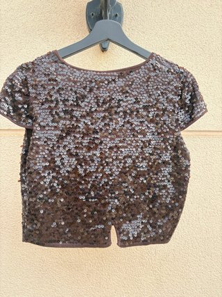 Chaleco Zara lentejuelas negro y plata Talla S