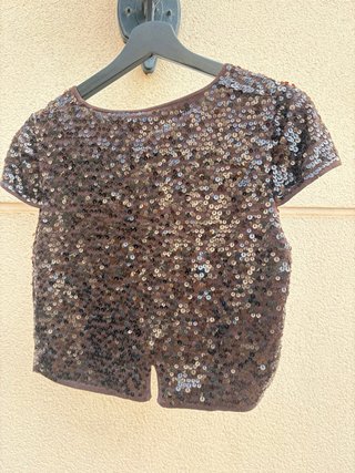 Chaleco Zara lentejuelas negro y plata Talla S