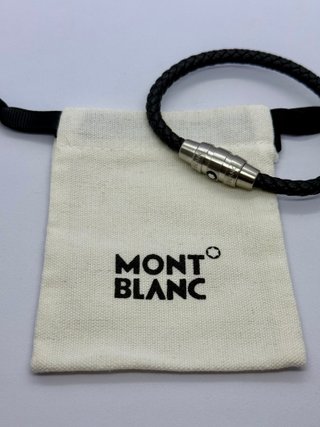 Pulsera Montblanc Acero y Piel Negra