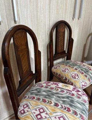 Juego 4 Sillas Madera Clásicas Tapizadas vintage