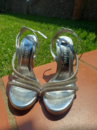 Sandali eleganti tacco alto argentati Prima