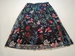 Falda Mido Tul Estampado Floral Tropical