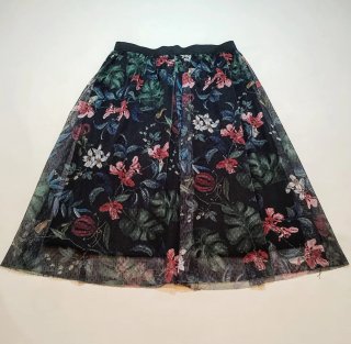 Falda Mido Tul Estampado Floral Tropical