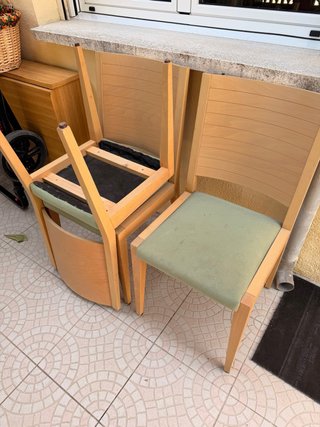 4 Sillas Comedor Madera Tapizadas