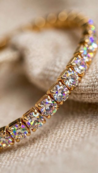 Pulsera Tennis Dorada Elástica Brillante