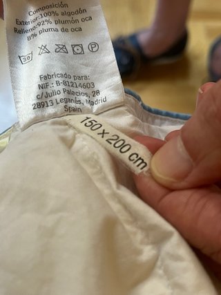 Edredón Nido de plumón oca 92% 260 gr/m²