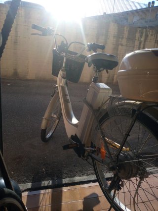 Bici elettrica con cestino e bauletto