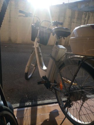 Bici elettrica con cestino e bauletto