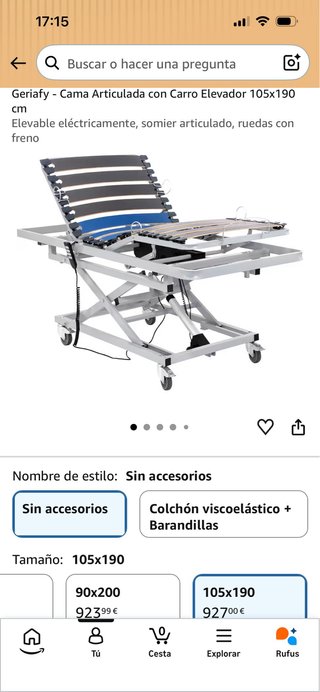 Cama Articulada Geriafy 105x190 con Elevador.