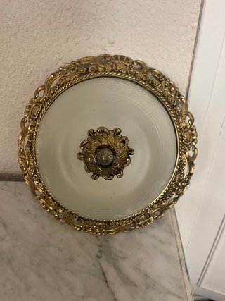 Applique da soffitto vintage dorato in cristallo